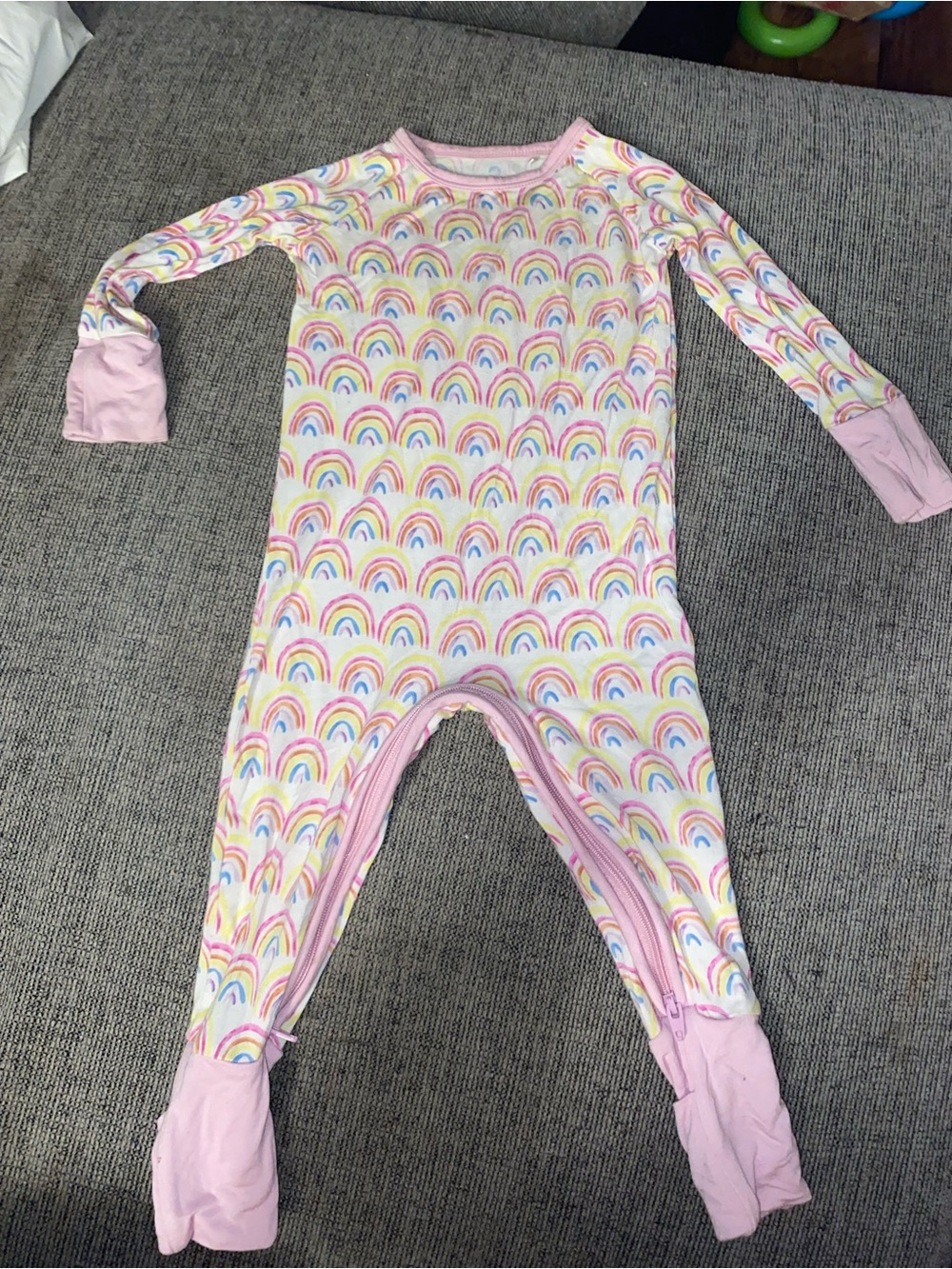 Little Sleepies Pastel Rainbows Bamboo Zippy 3-6M EUC